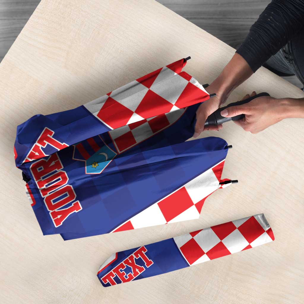 Custom Croatia National Heritage Umbrella Blue Checkered Croatian Pride - Wonder Print Shop