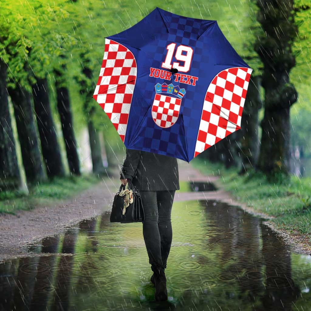 Custom Croatia National Heritage Umbrella Blue Checkered Croatian Pride - Wonder Print Shop