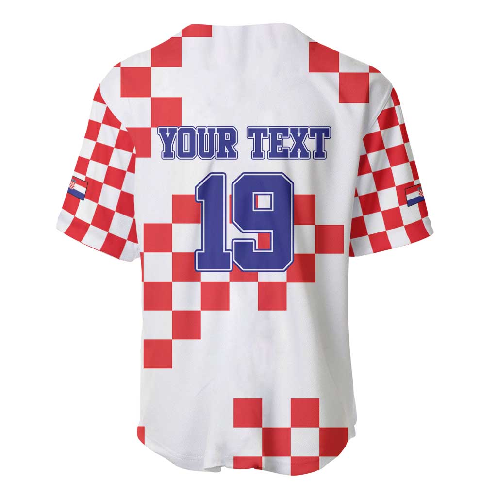 Custom Croatia National Heritage Baseball Jersey Red and White Checkerboard Design - Wonder Print Shop