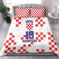 Custom Croatia National Heritage Bedding Set Red and White Checkerboard Design - Wonder Print Shop