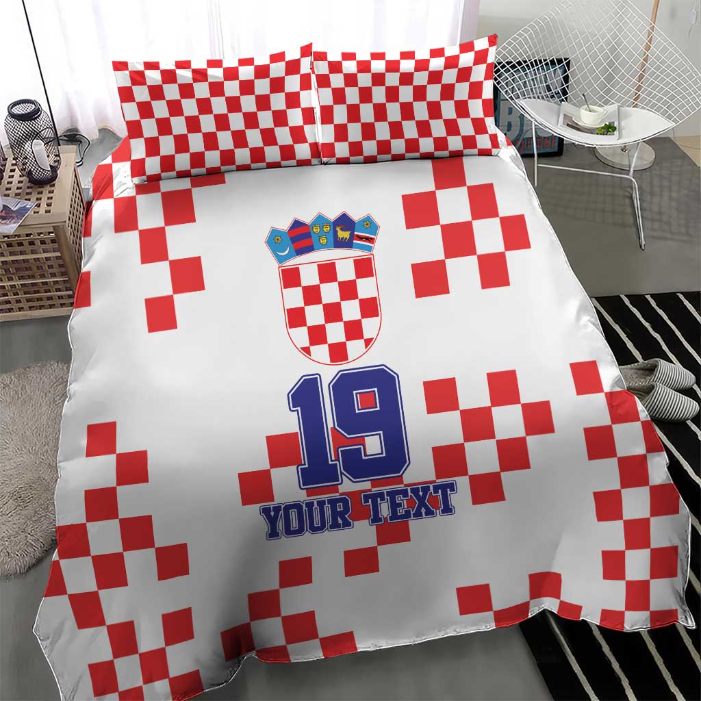 Custom Croatia National Heritage Bedding Set Red and White Checkerboard Design - Wonder Print Shop