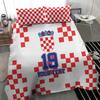 Custom Croatia National Heritage Bedding Set Red and White Checkerboard Design - Wonder Print Shop