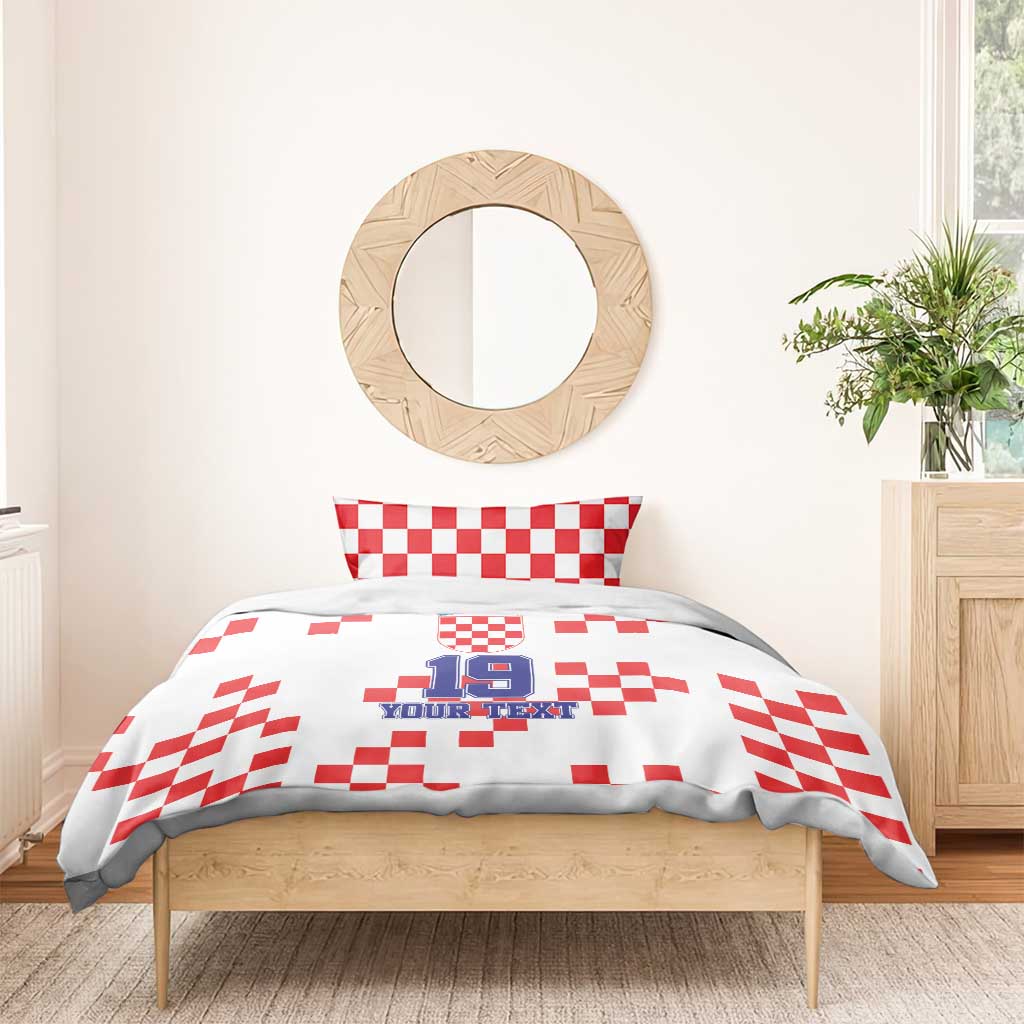 Custom Croatia National Heritage Bedding Set Red and White Checkerboard Design - Wonder Print Shop