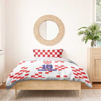 Custom Croatia National Heritage Bedding Set Red and White Checkerboard Design - Wonder Print Shop
