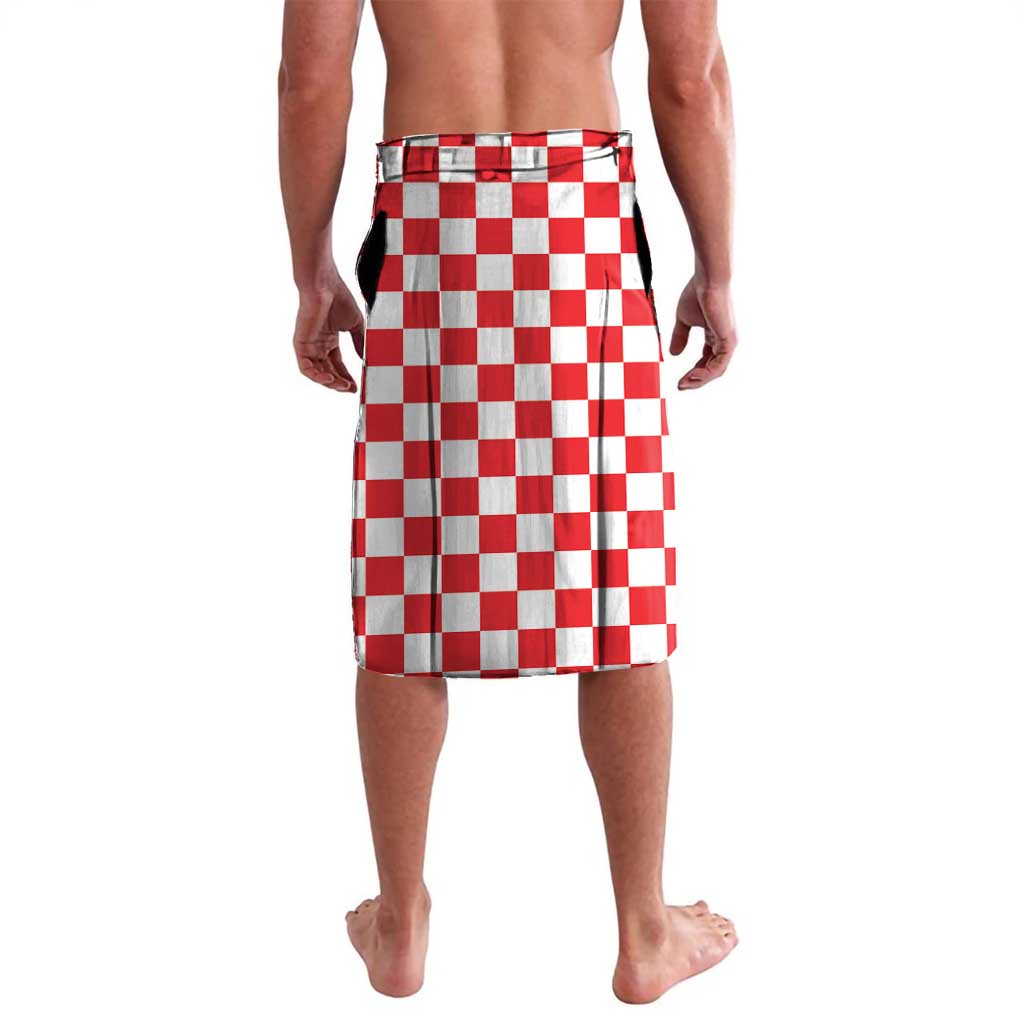 Custom Croatia National Heritage Lavalava Red and White Checkerboard Design - Wonder Print Shop