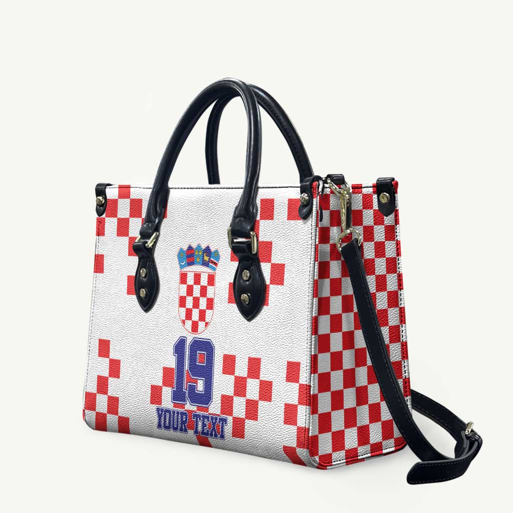 Custom Croatia National Heritage Leather Bag Red and White Checkerboard Design - Wonder Print Shop
