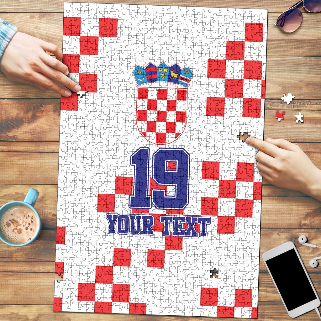 Custom Croatia National Heritage Puzzle Red and White Checkerboard Design - Wonder Print Shop