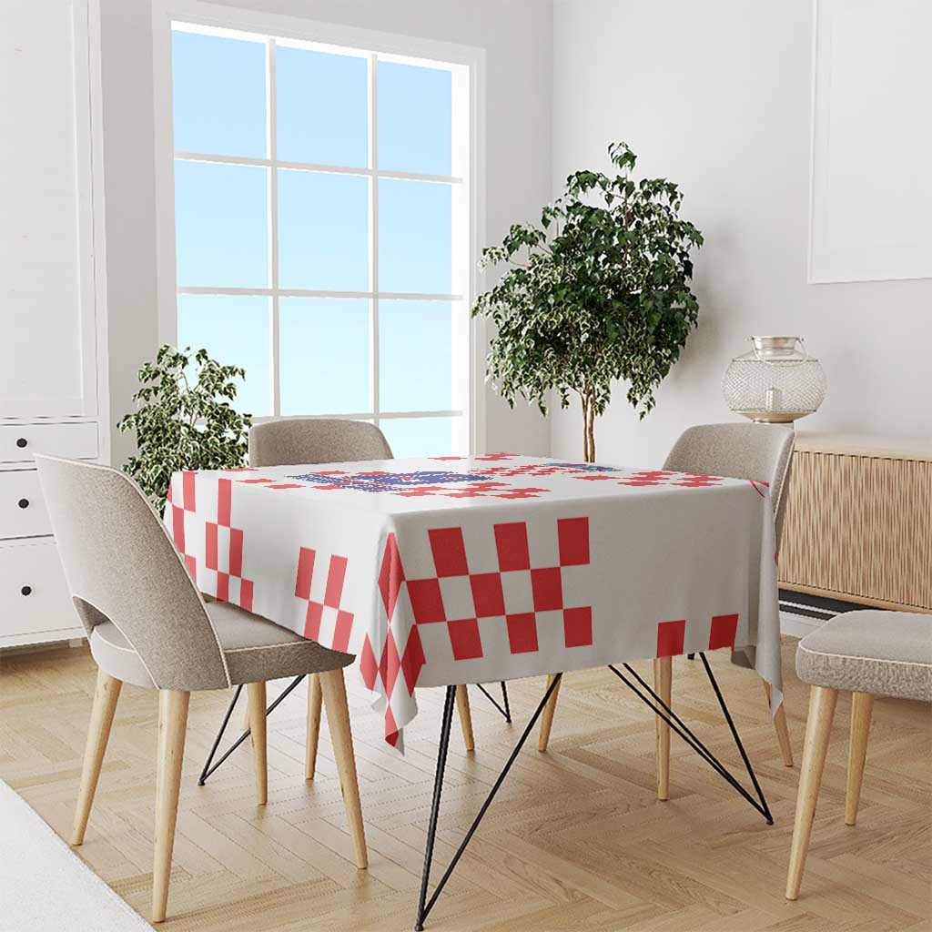 Custom Croatia National Heritage Tablecloth Red and White Checkerboard Design - Wonder Print Shop