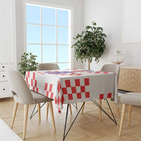 Custom Croatia National Heritage Tablecloth Red and White Checkerboard Design - Wonder Print Shop