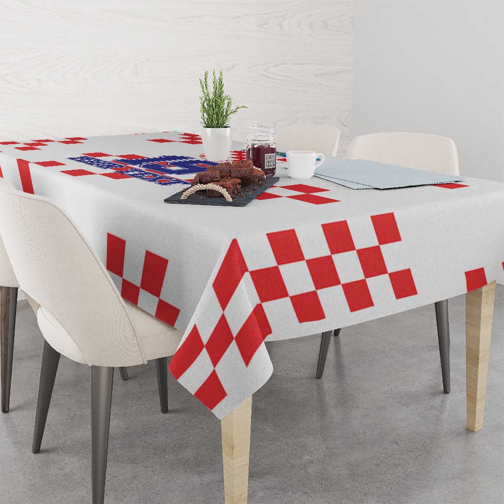Custom Croatia National Heritage Tablecloth Red and White Checkerboard Design - Wonder Print Shop