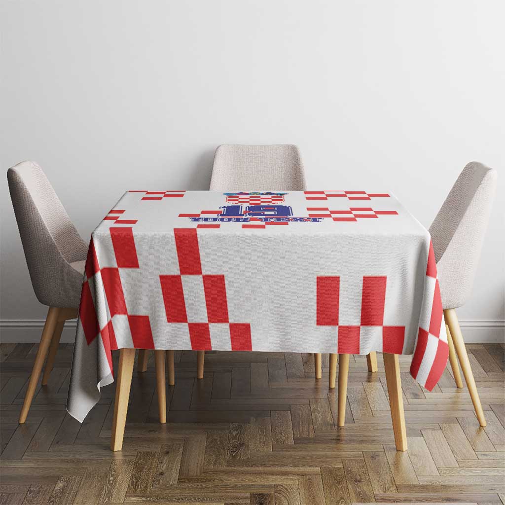 Custom Croatia National Heritage Tablecloth Red and White Checkerboard Design - Wonder Print Shop