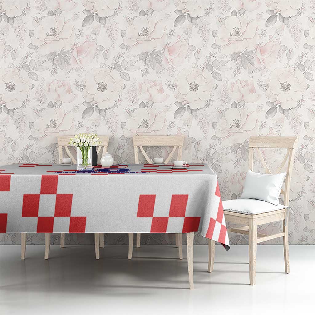 Custom Croatia National Heritage Tablecloth Red and White Checkerboard Design - Wonder Print Shop