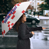 Custom Croatia National Heritage Umbrella Red and White Checkerboard Design - Wonder Print Shop
