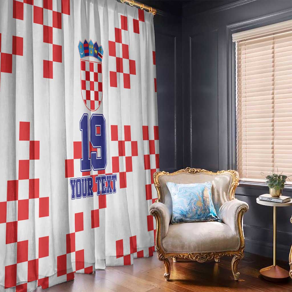 Custom Croatia National Heritage Window Curtain Red and White Checkerboard Design - Wonder Print Shop