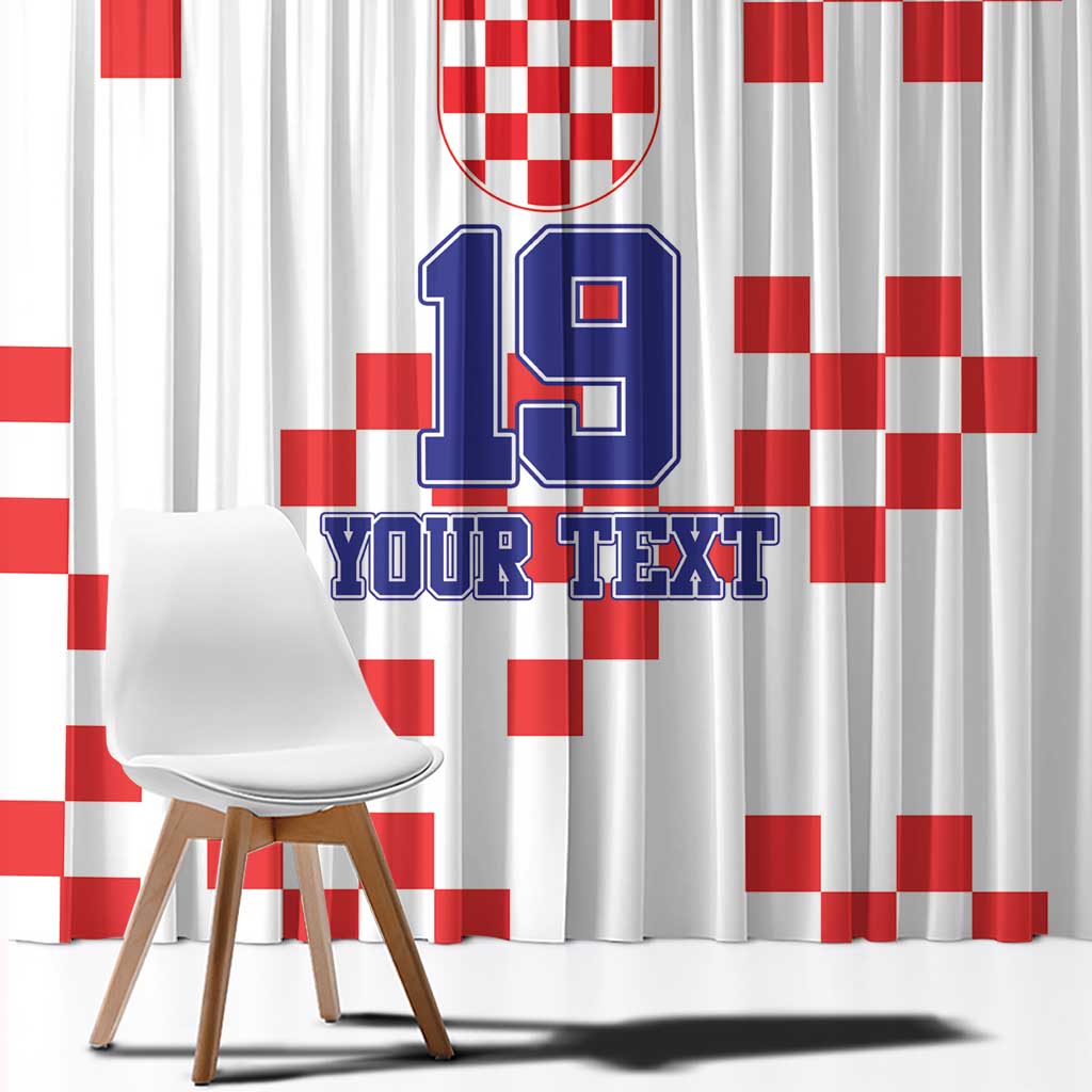 Custom Croatia National Heritage Window Curtain Red and White Checkerboard Design - Wonder Print Shop