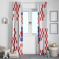 Custom Croatia National Heritage Window Curtain Red and White Checkerboard Design - Wonder Print Shop