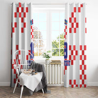 Custom Croatia National Heritage Window Curtain Red and White Checkerboard Design - Wonder Print Shop
