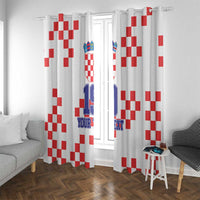 Custom Croatia National Heritage Window Curtain Red and White Checkerboard Design - Wonder Print Shop