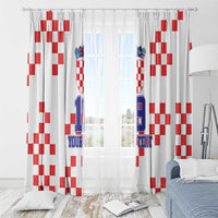 Custom Croatia National Heritage Window Curtain Red and White Checkerboard Design - Wonder Print Shop