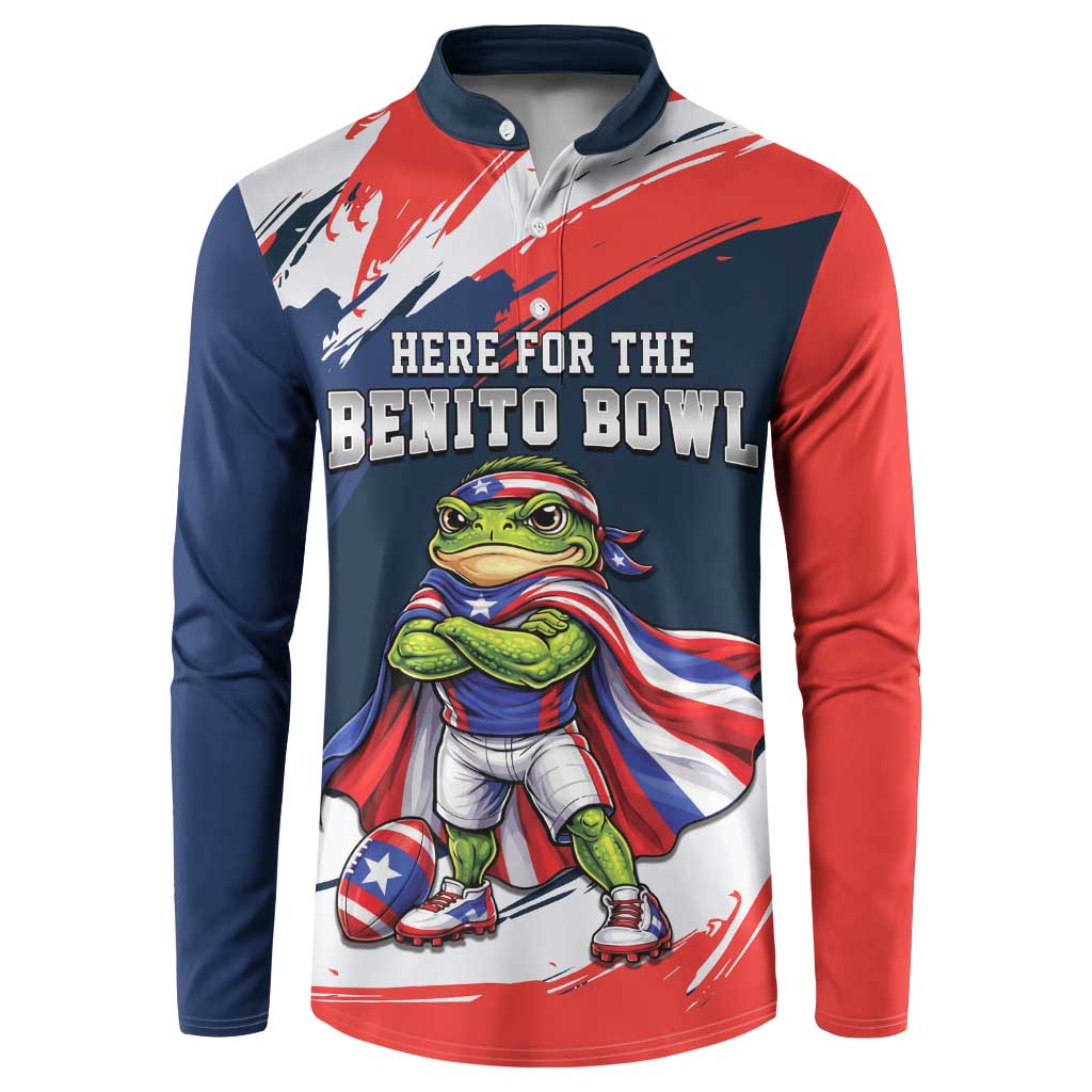 Benito Bowl Puerto Rican Football Button Sweatshirt Coquí Frog Puerto Rican
