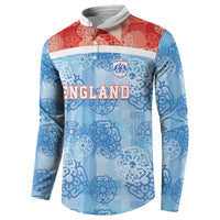 Custom World Football 2026 England Button Sweatshirt Three Lions and Tudor Rose Pattern