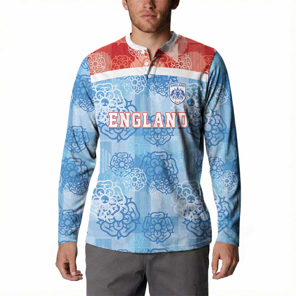 Custom World Football 2026 England Button Sweatshirt Three Lions and Tudor Rose Pattern