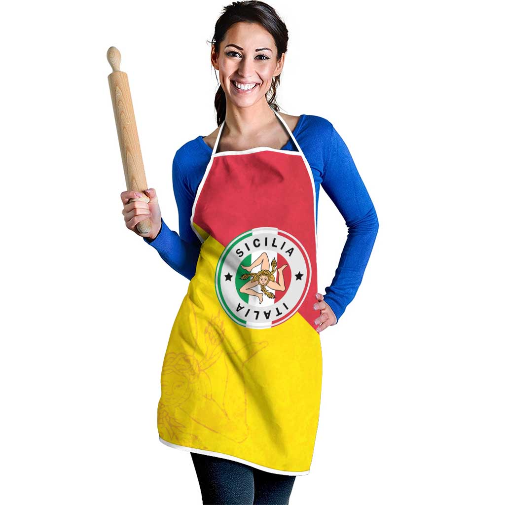 Italy Sicilia Apron Triskeles With Lemons - Wonder Print Shop