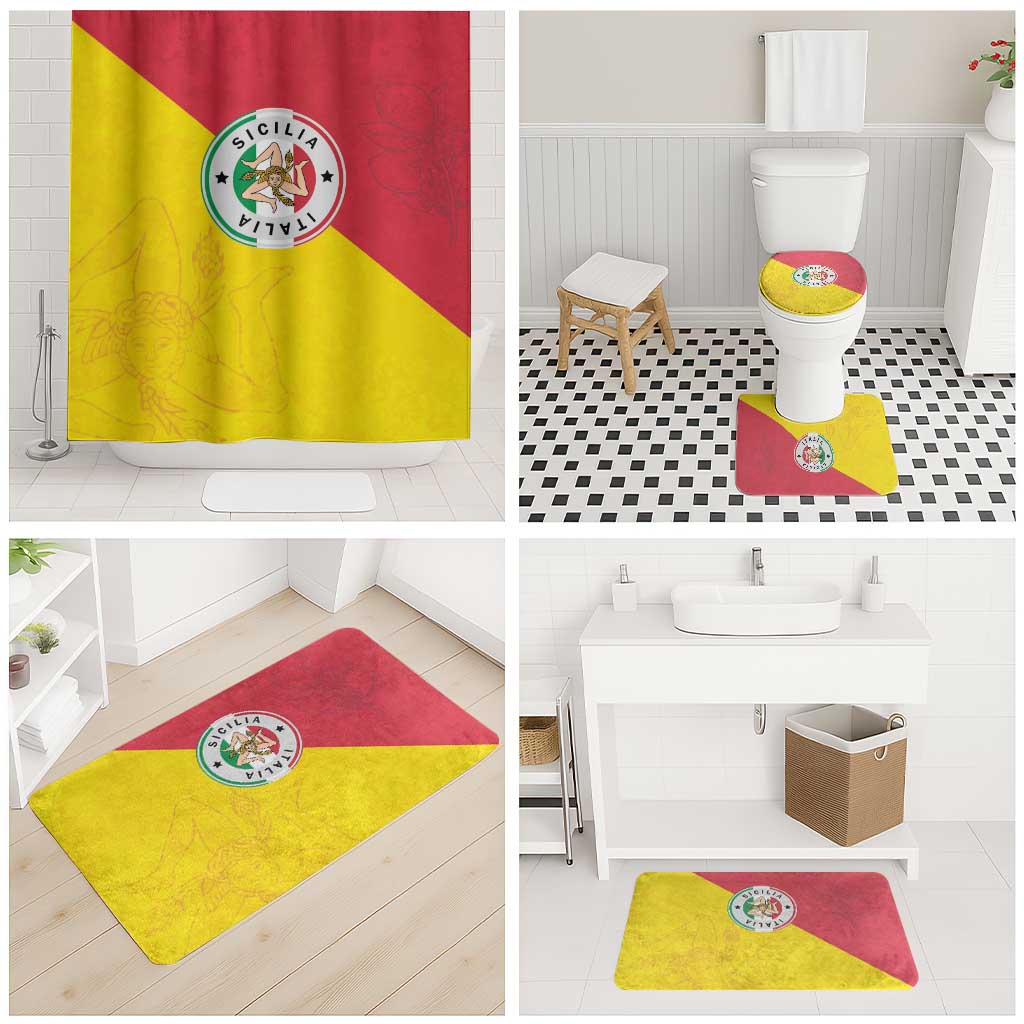 Italy Sicilia Bathroom Set Triskeles With Lemons - Wonder Print Shop