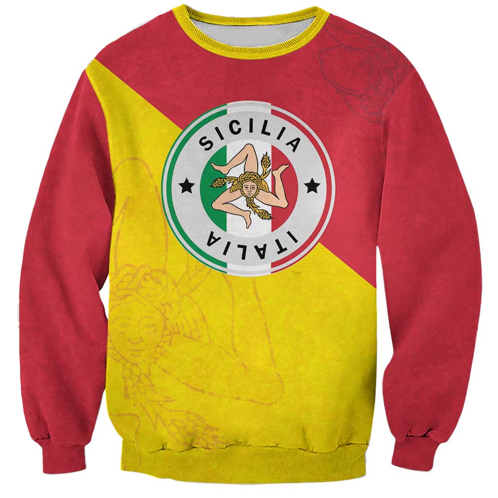 Italy Sicilia Sweatshirt Triskeles With Lemons - Wonder Print Shop