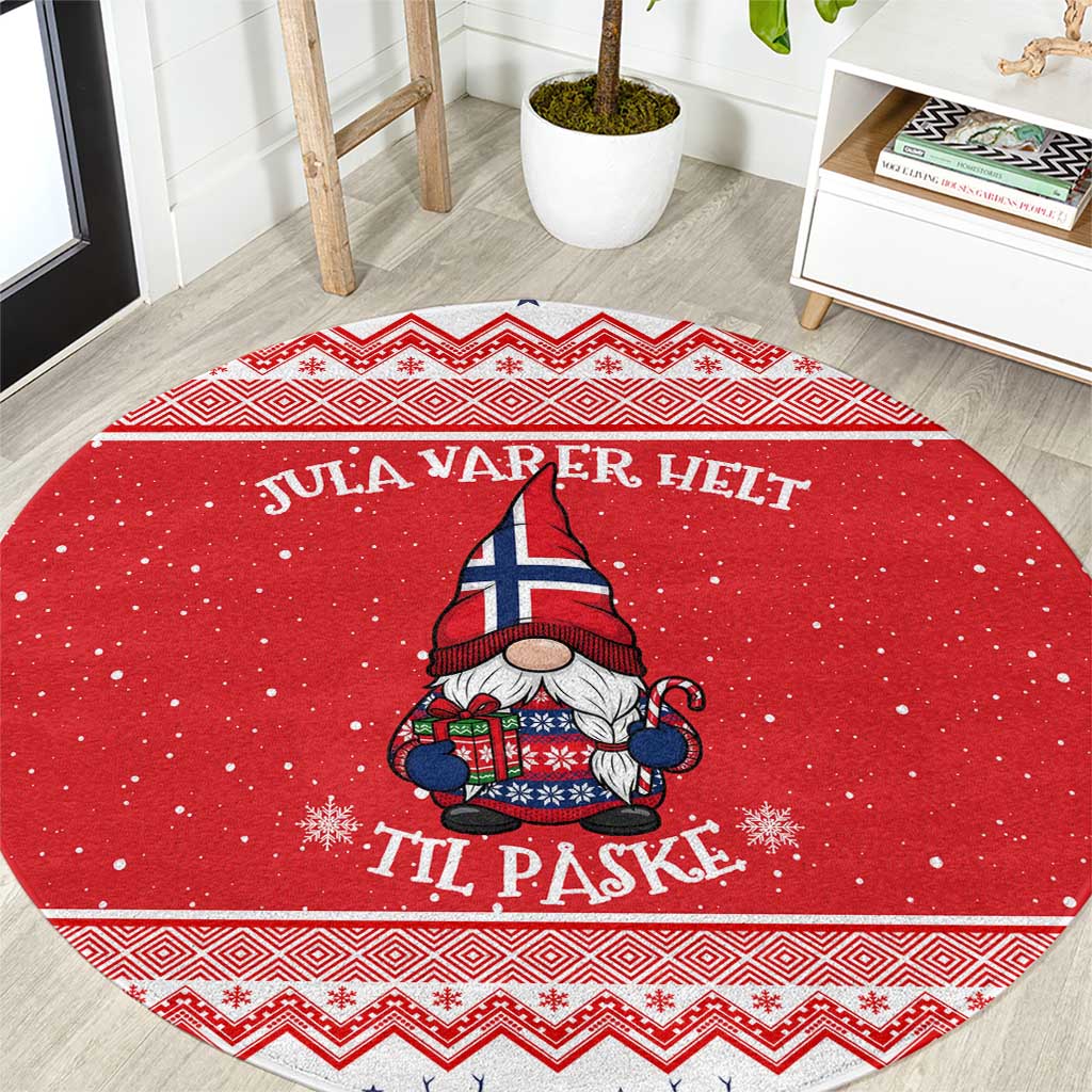 Norway Christmas Round Carpet Lovely Nordic Gnome - Wonder Print Shop