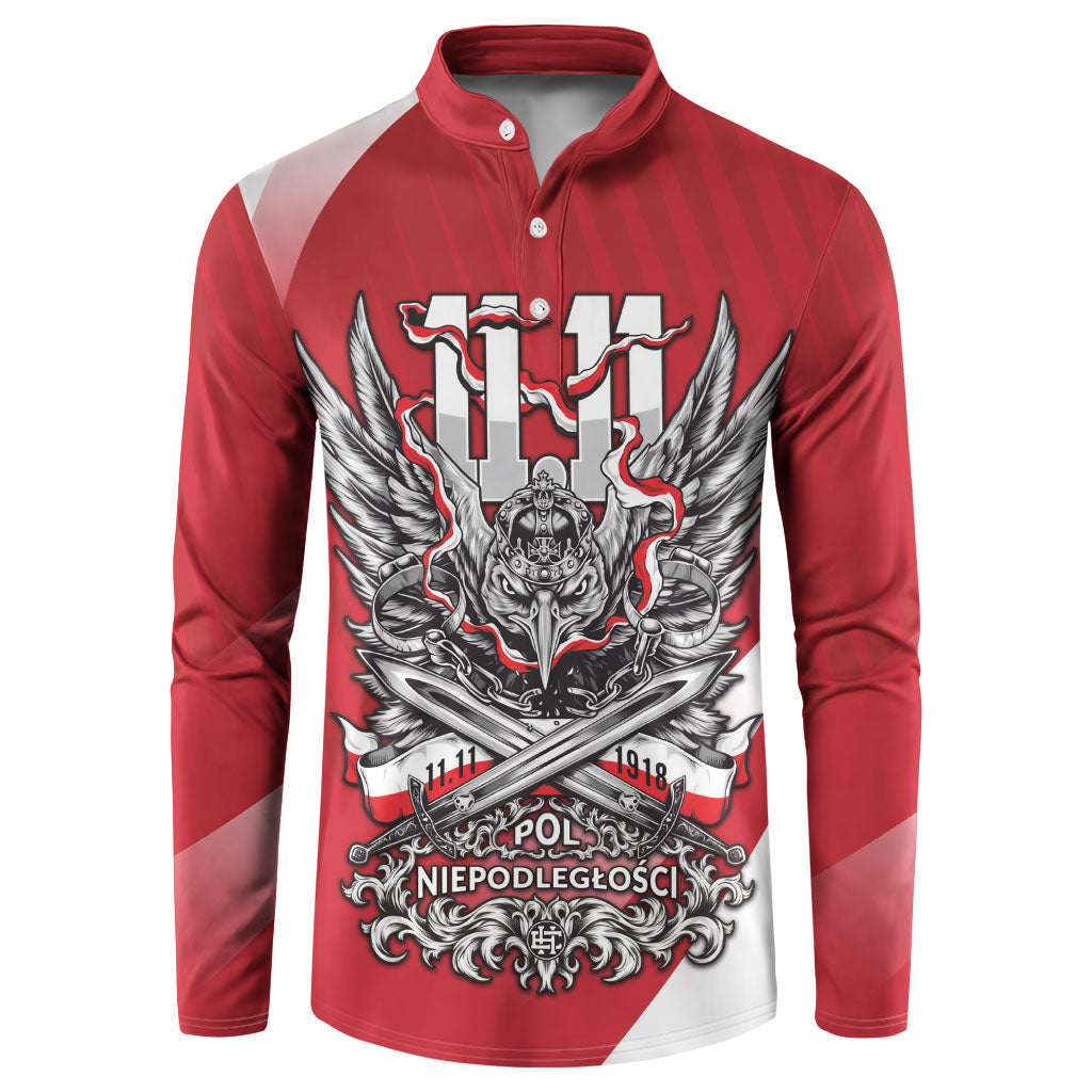 Poland Independence Day Button Sweatshirt Polska Niepodleglosci White Eagle