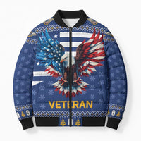 US Navy 250th Anniversary Veteran Bomber Puffer Jacket - Wonder Print Shop