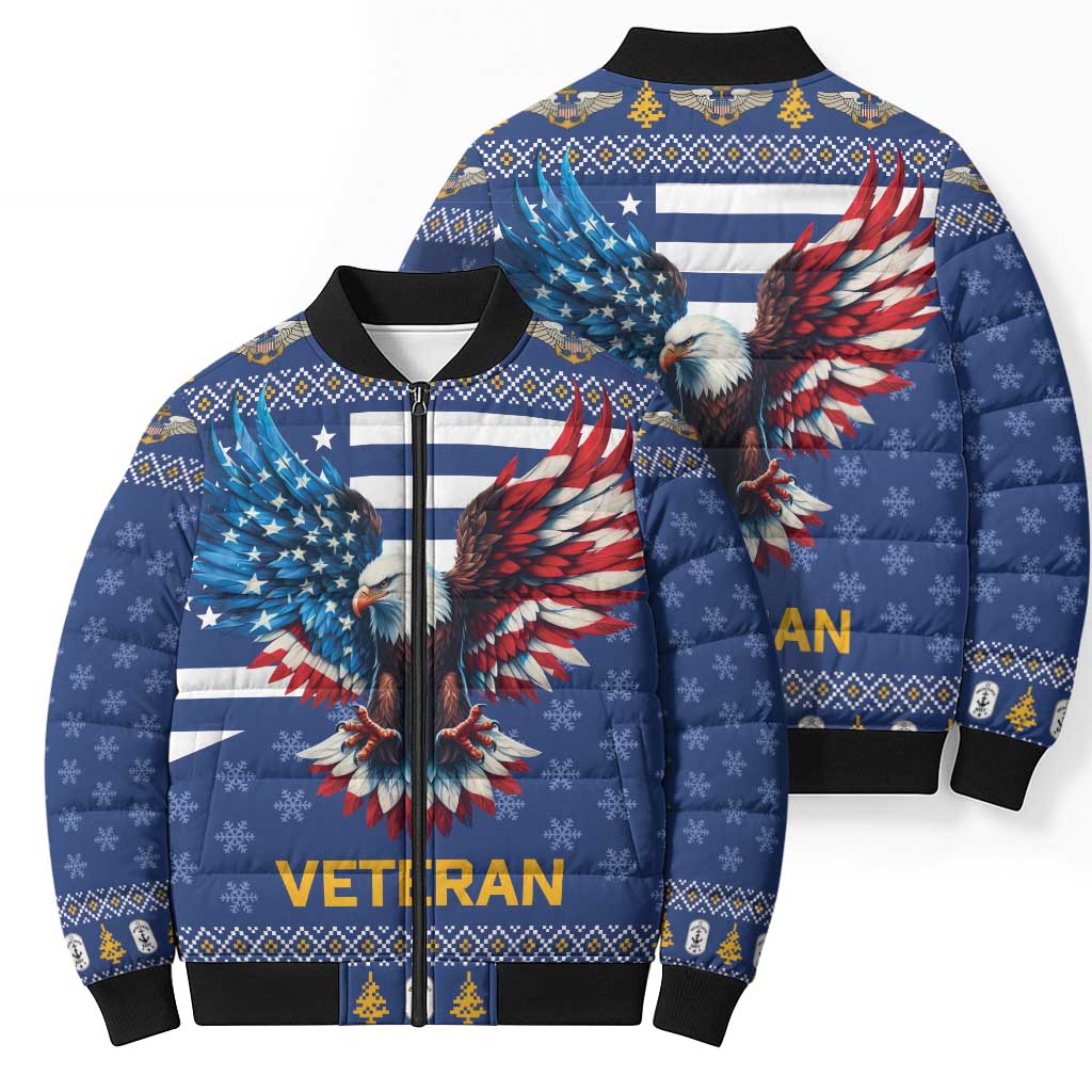 US Navy 250th Anniversary Veteran Bomber Puffer Jacket - Wonder Print Shop