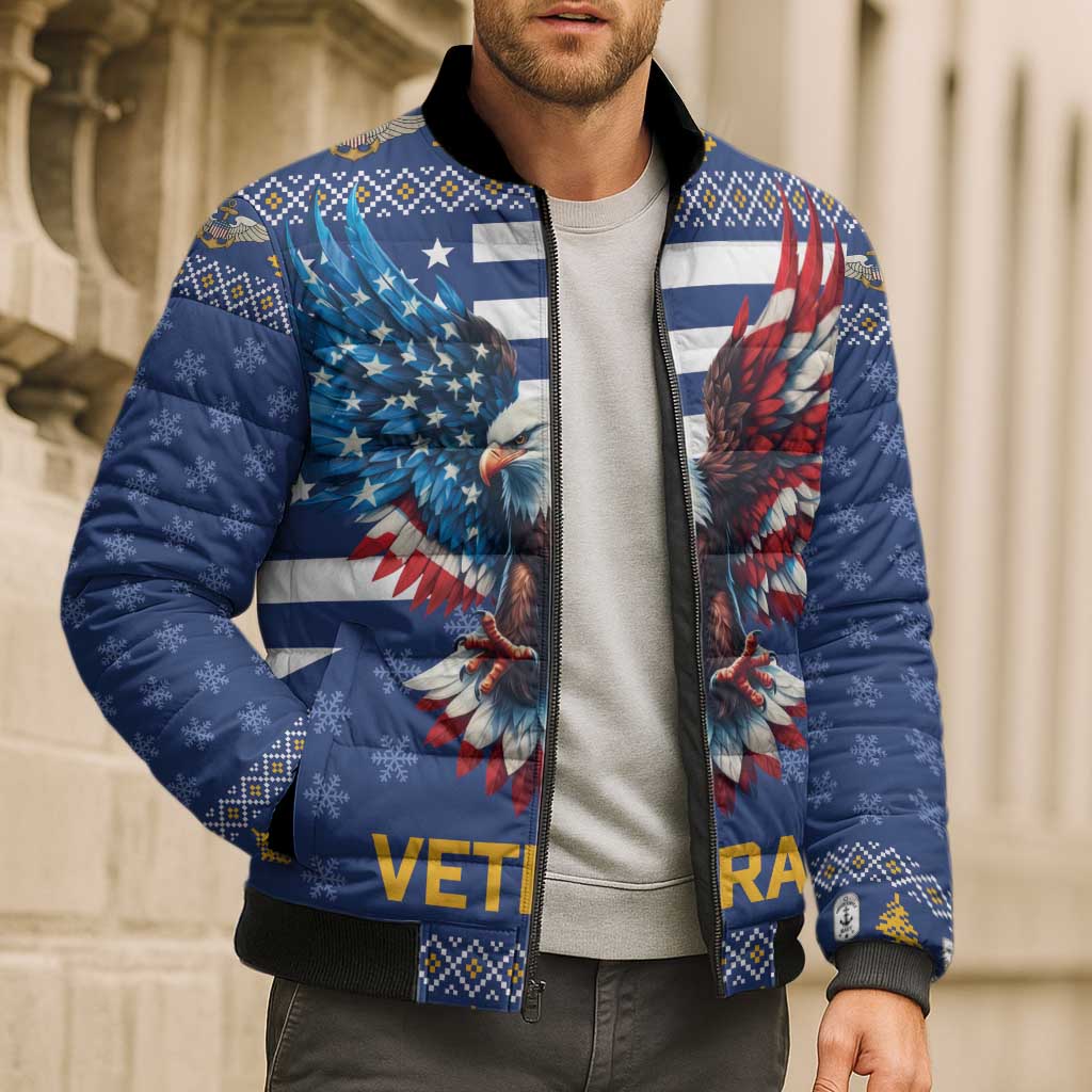 US Navy 250th Anniversary Veteran Bomber Puffer Jacket - Wonder Print Shop