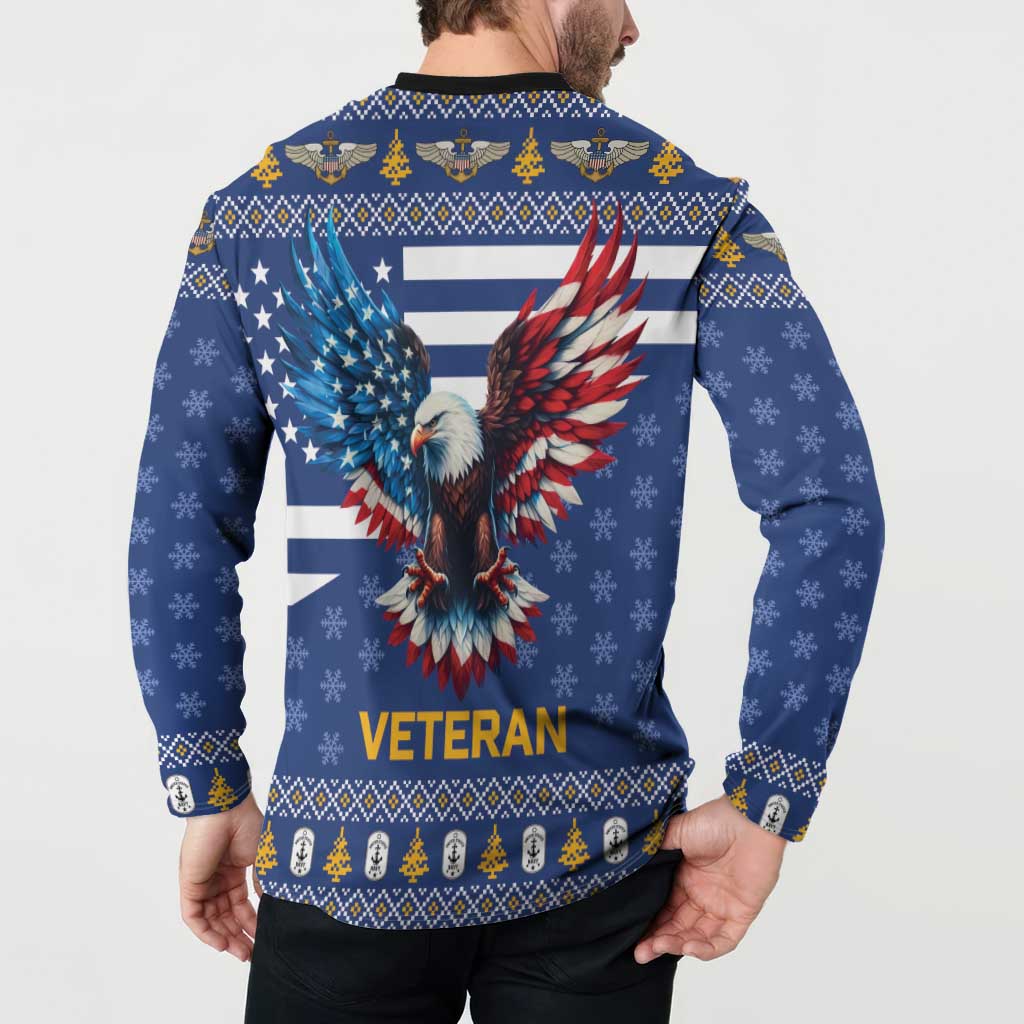 US Navy 250th Anniversary Veteran Button Sweatshirt - Wonder Print Shop