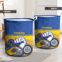 Ukraine Sunflowers Hand Laundry Basket with Ukrainian Folk Pattern - Wonder Print Shop