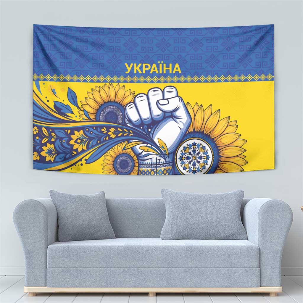 Ukraine Sunflowers Hand Tapestry with Ukrainian Folk Pattern - Wonder Print Shop