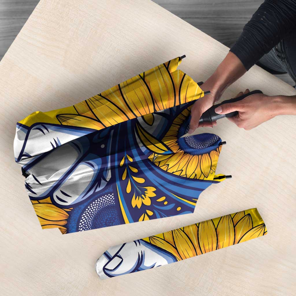 Ukraine Sunflowers Hand Umbrella with Ukrainian Folk Pattern - Wonder Print Shop