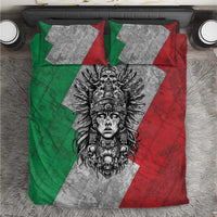 Mexico Aztec Warrior Goddess Bedding Set Aztec Tribal Skull Tricolor Armor
