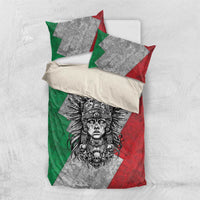 Mexico Aztec Warrior Goddess Bedding Set Aztec Tribal Skull Tricolor Armor