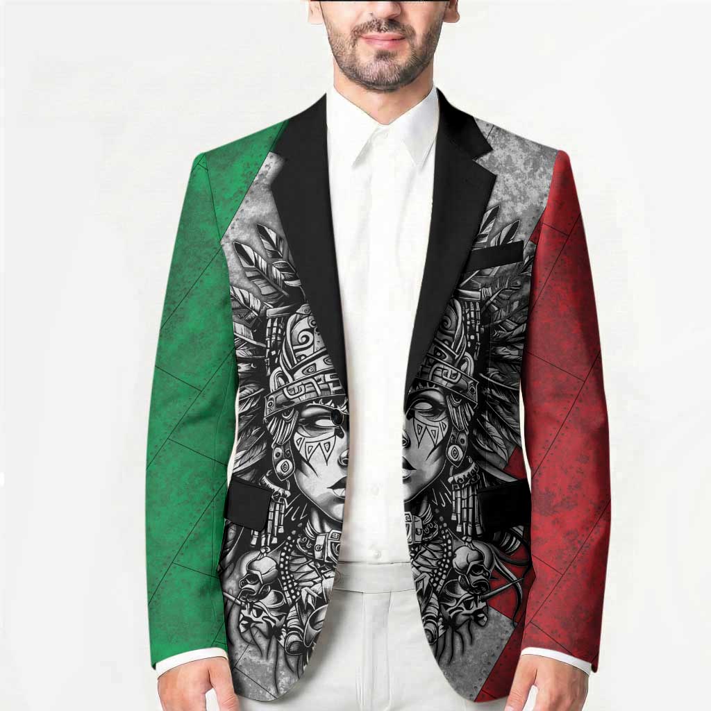Mexico Aztec Warrior Goddess Blazer Aztec Tribal Skull Tricolor Armor