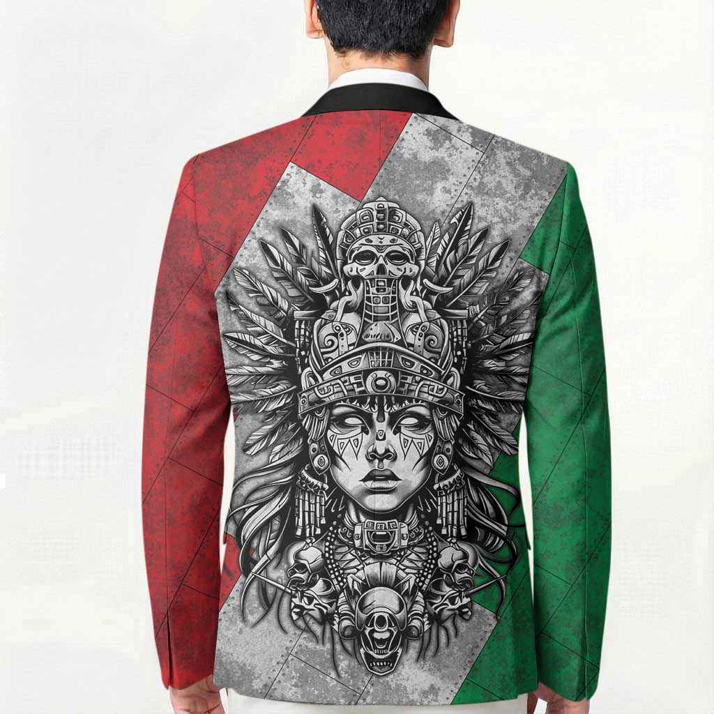 Mexico Aztec Warrior Goddess Blazer Aztec Tribal Skull Tricolor Armor