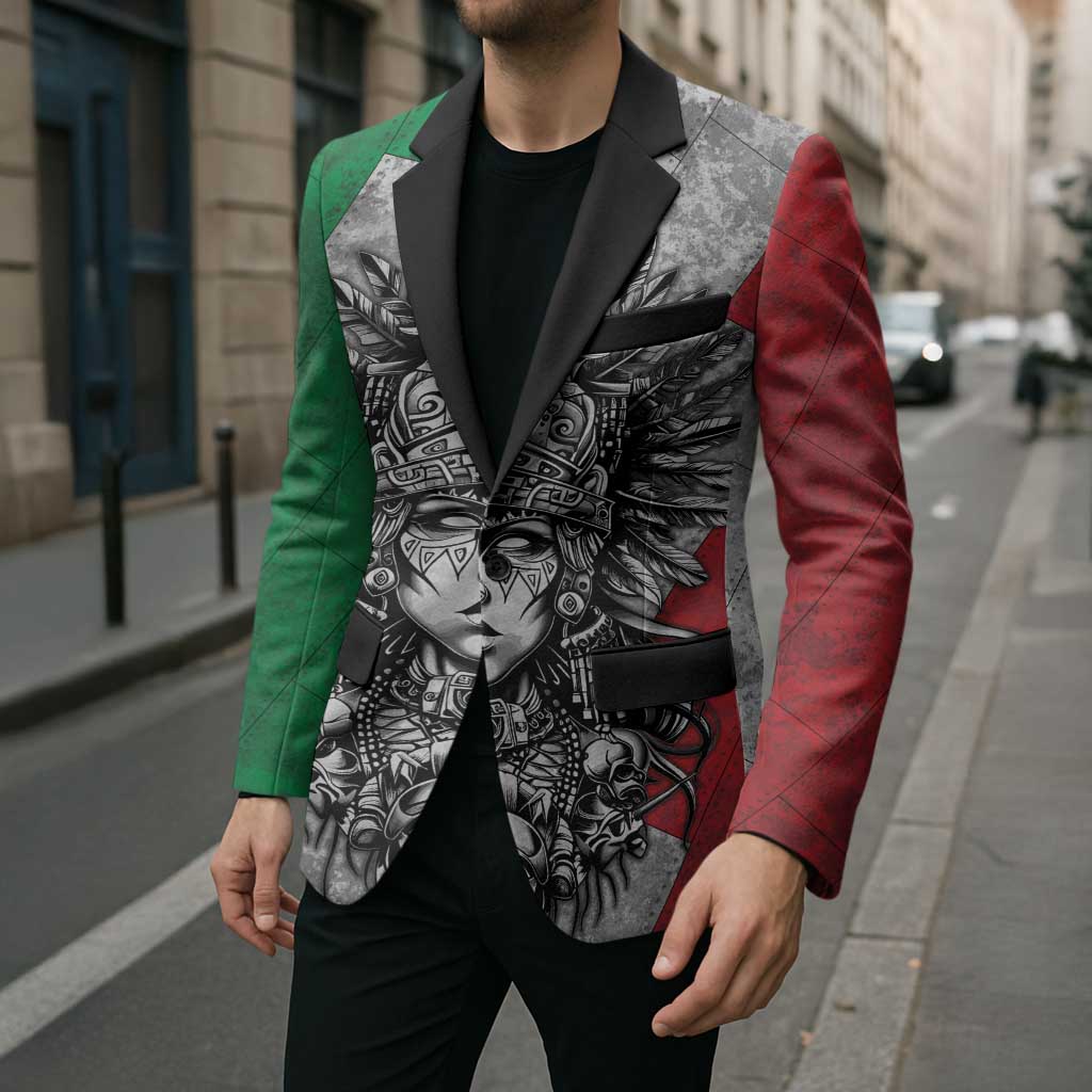 Mexico Aztec Warrior Goddess Blazer Aztec Tribal Skull Tricolor Armor