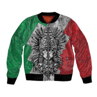 Mexico Aztec Warrior Goddess Bomber Jacket Aztec Tribal Skull Tricolor Armor