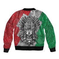 Mexico Aztec Warrior Goddess Bomber Jacket Aztec Tribal Skull Tricolor Armor