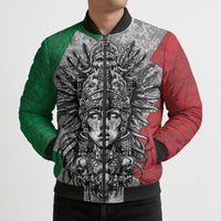 Mexico Aztec Warrior Goddess Bomber Puffer Jacket Aztec Tribal Skull Tricolor Armor