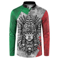 Mexico Aztec Warrior Goddess Button Sweatshirt Aztec Tribal Skull Tricolor Armor