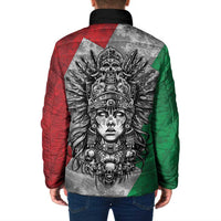 Mexico Aztec Warrior Goddess Padded Jacket Aztec Tribal Skull Tricolor Armor