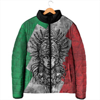 Mexico Aztec Warrior Goddess Padded Jacket Aztec Tribal Skull Tricolor Armor