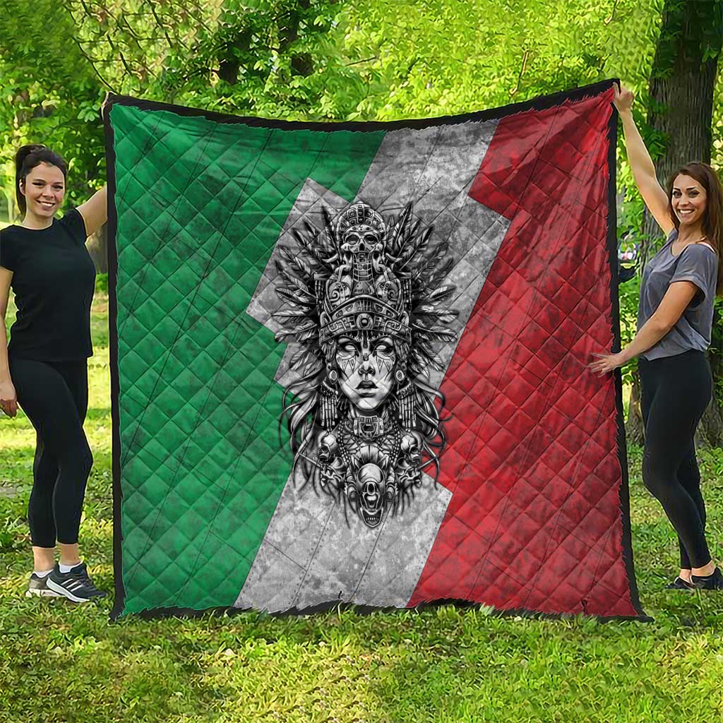 Mexico Aztec Warrior Goddess Quilt Aztec Tribal Skull Tricolor Armor